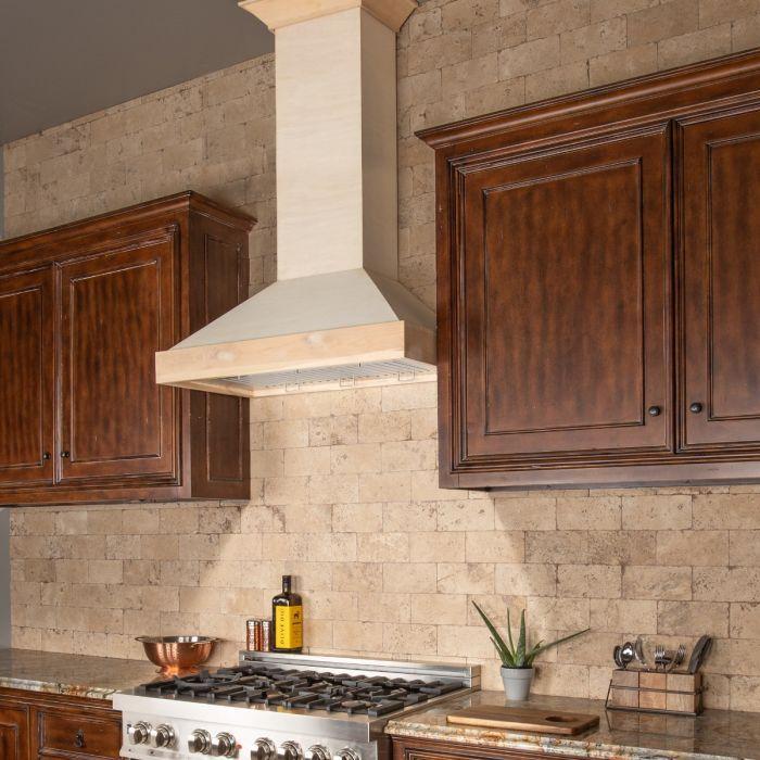 ZLINE 48 in. Wall Mount Range Hood Wooden Unfinished Finish High-Performance Ventilation (KBUF-48)