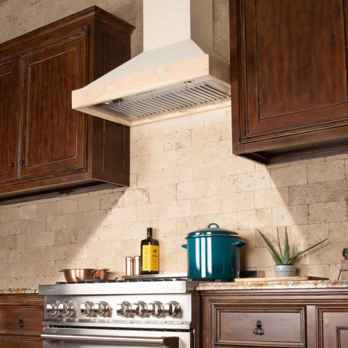 ZLINE 36 in. Wall Mount Range Hood – Unfinished Wood, Customizable Design (KBUF-36)