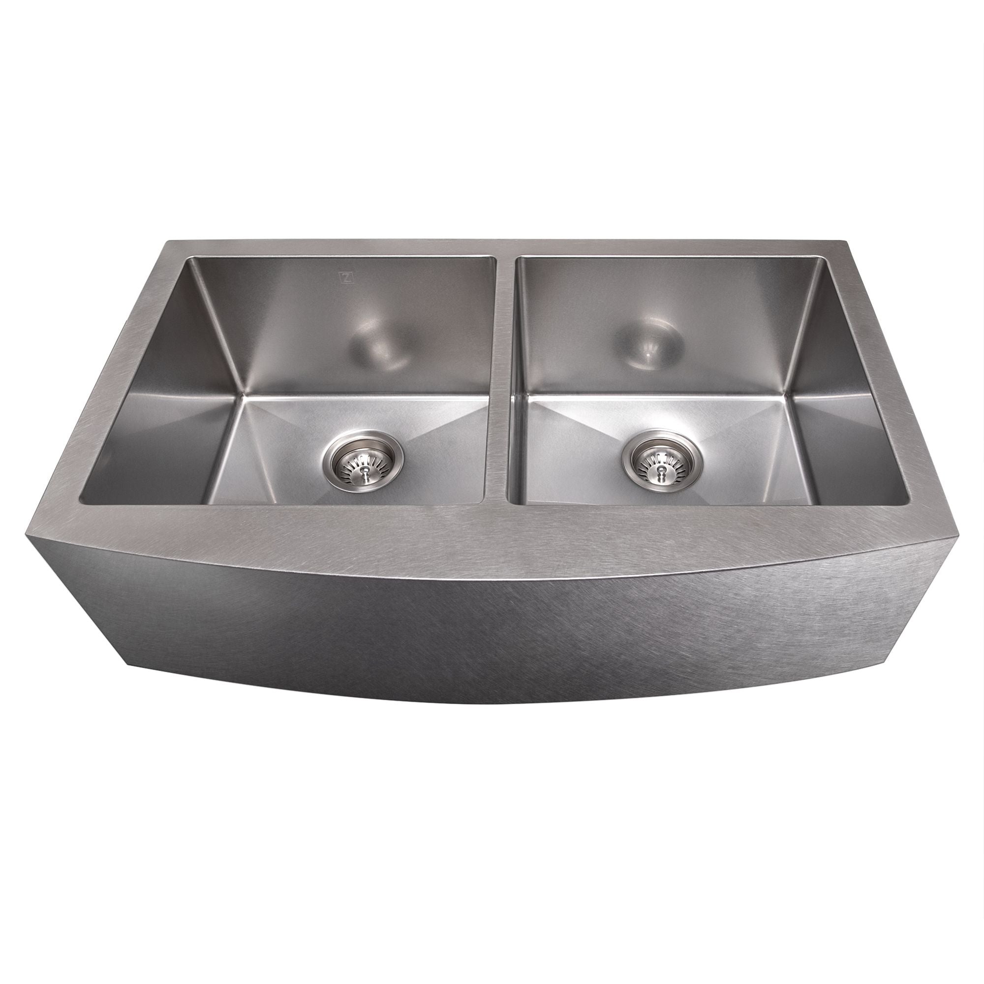 ZLINE 36" Niseko Farmhouse Apron Mount Double Bowl Satin Stainless Steel Kitchen Sink with Bottom Grid, SA50D-36S