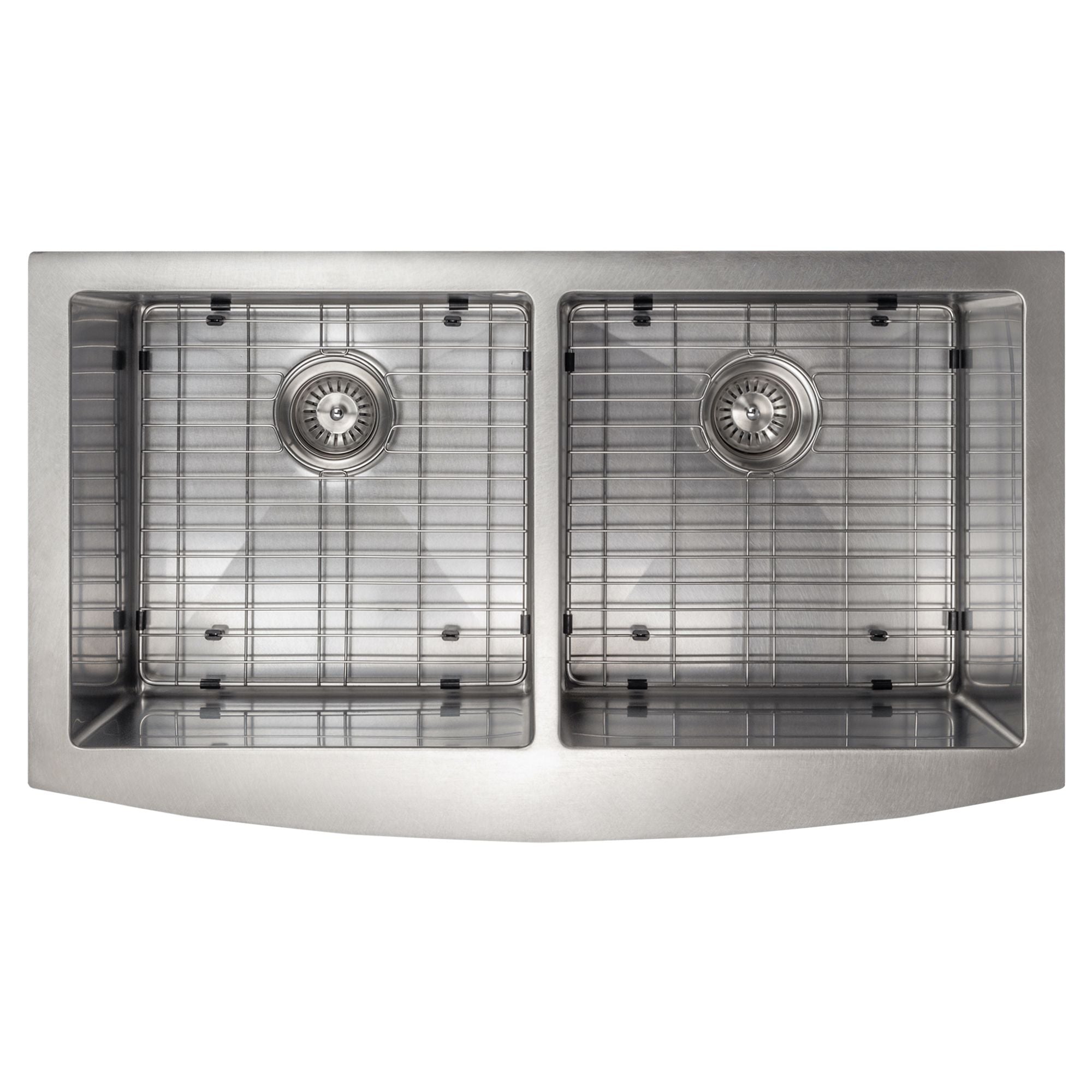 ZLINE 36" Niseko Farmhouse Apron Mount Double Bowl Satin Stainless Steel Kitchen Sink with Bottom Grid, SA50D-36S