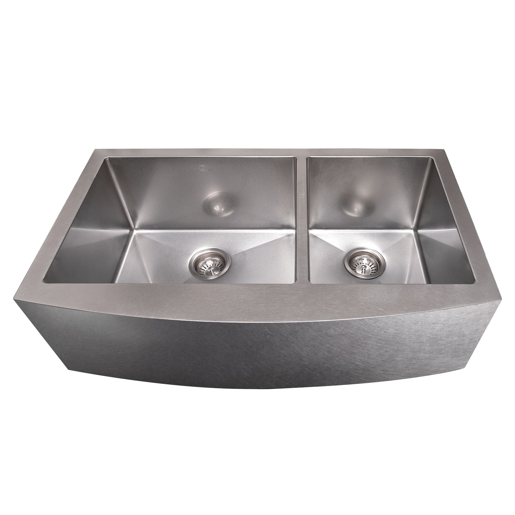 ZLINE 36" Courchevel Farmhouse Apron Mount Double Bowl Satin Stainless Steel Kitchen Sink with Bottom Grid, SA60D-36S