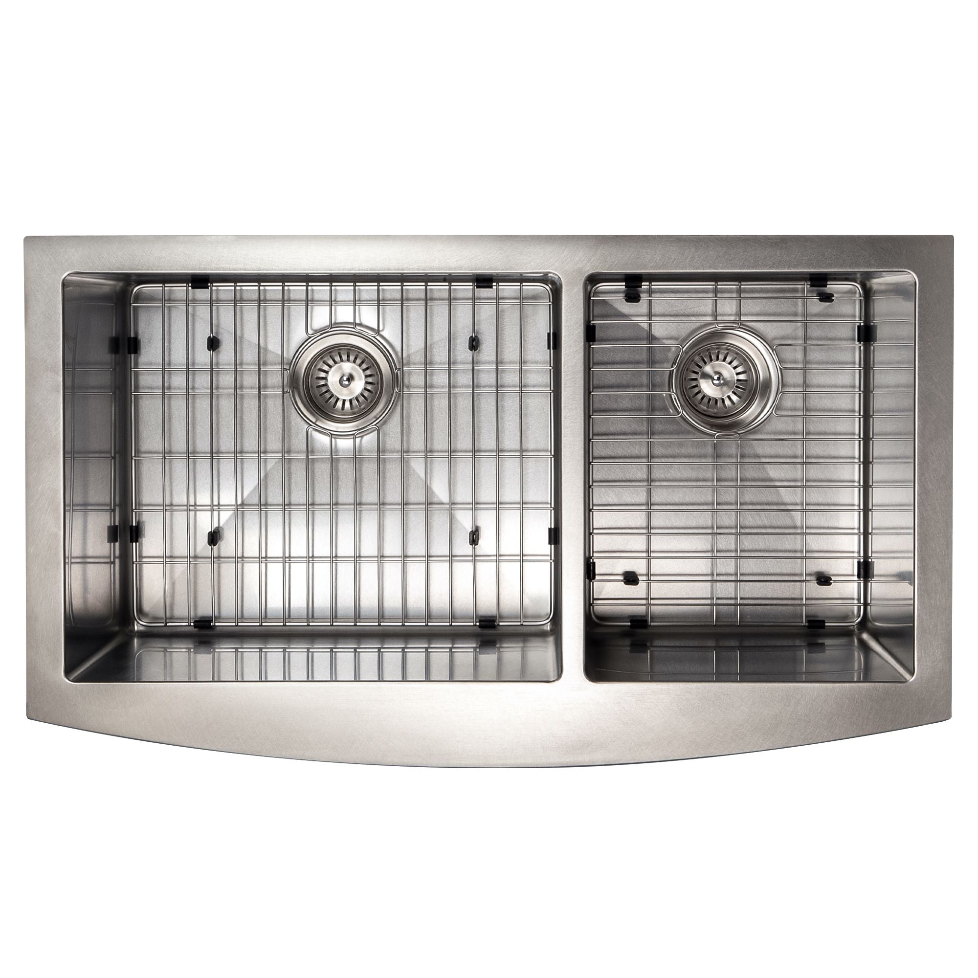 ZLINE 36" Courchevel Farmhouse Apron Mount Double Bowl Satin Stainless Steel Kitchen Sink with Bottom Grid, SA60D-36S