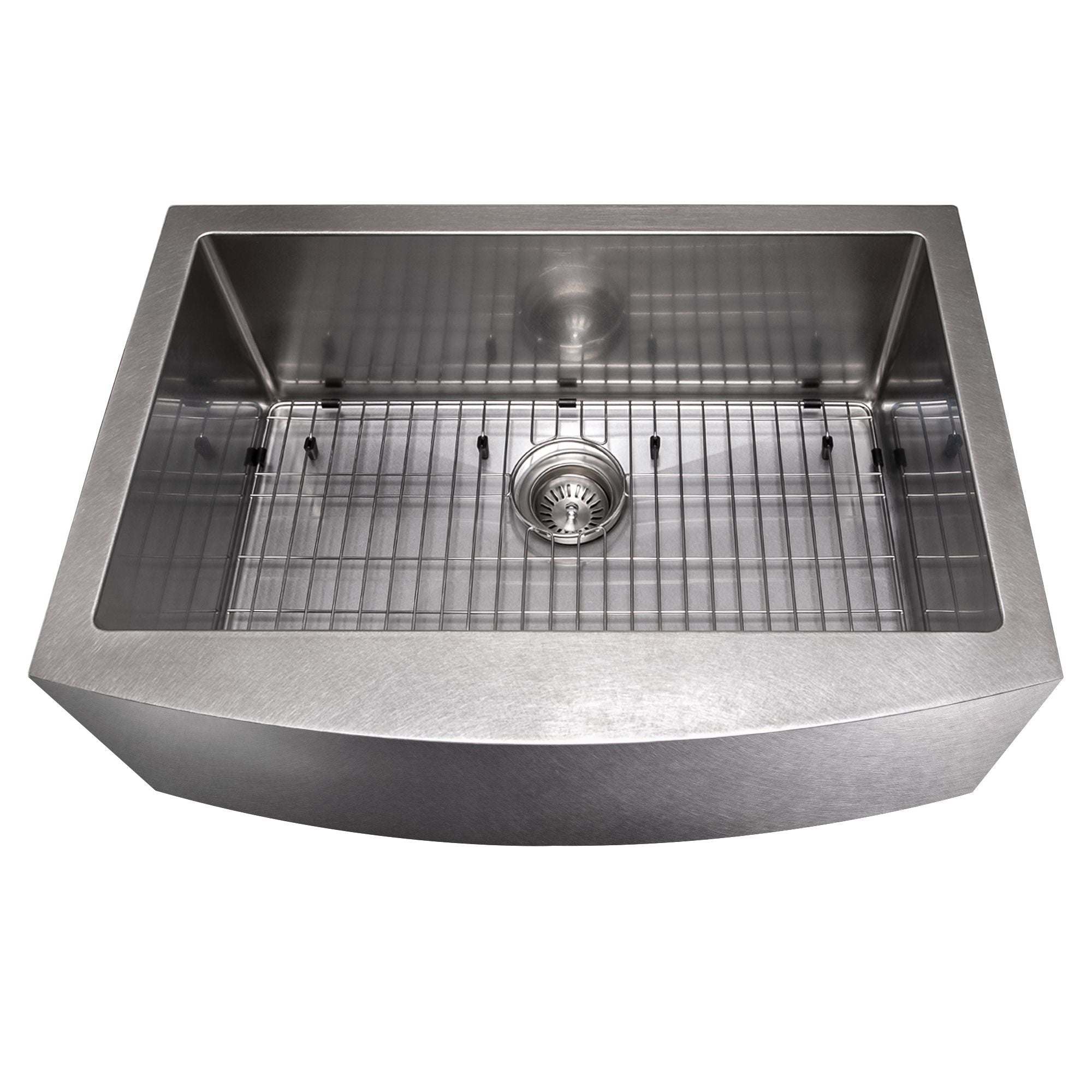 ZLINE 30" Zermatt Farmhouse Apron Mount Single Bowl Satin Stainless Steel Kitchen Sink with Bottom Grid, SAS-30S