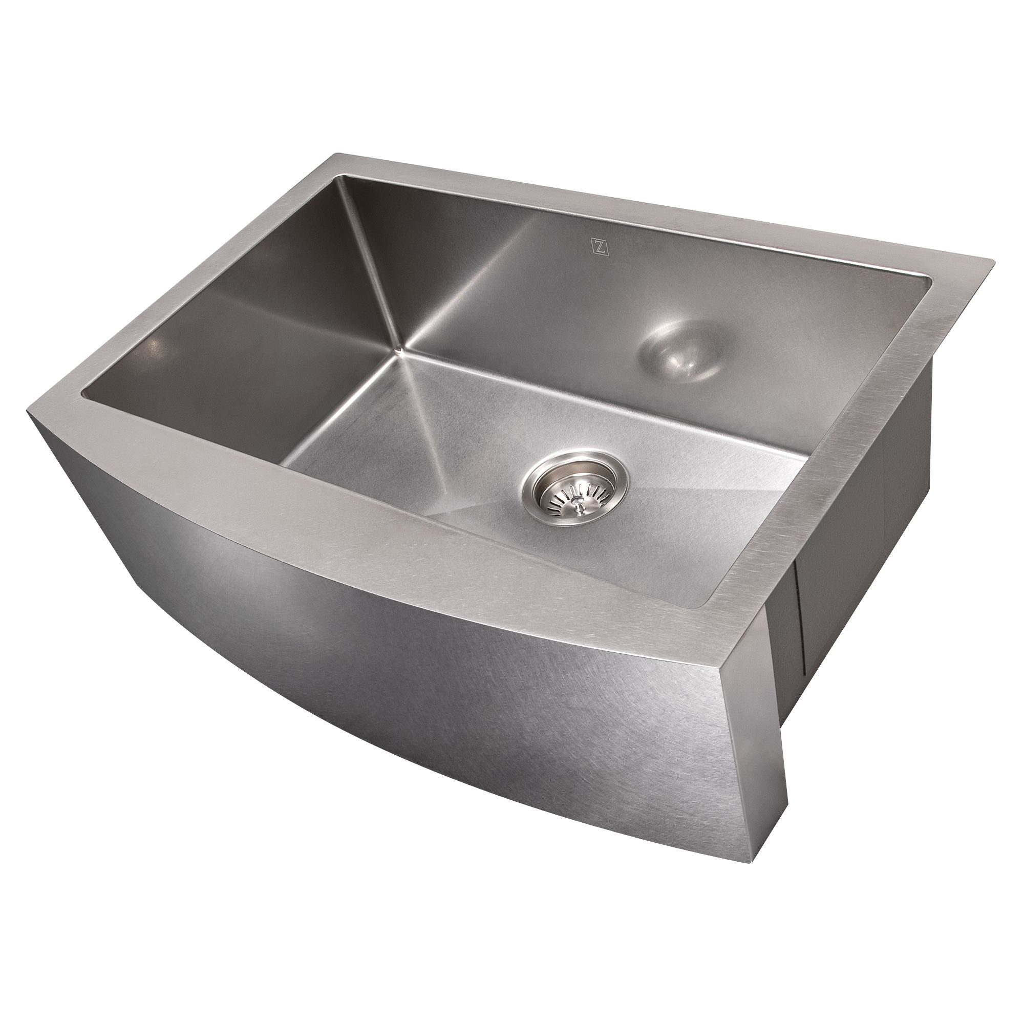 ZLINE 30" Zermatt Farmhouse Apron Mount Single Bowl Satin Stainless Steel Kitchen Sink with Bottom Grid, SAS-30S
