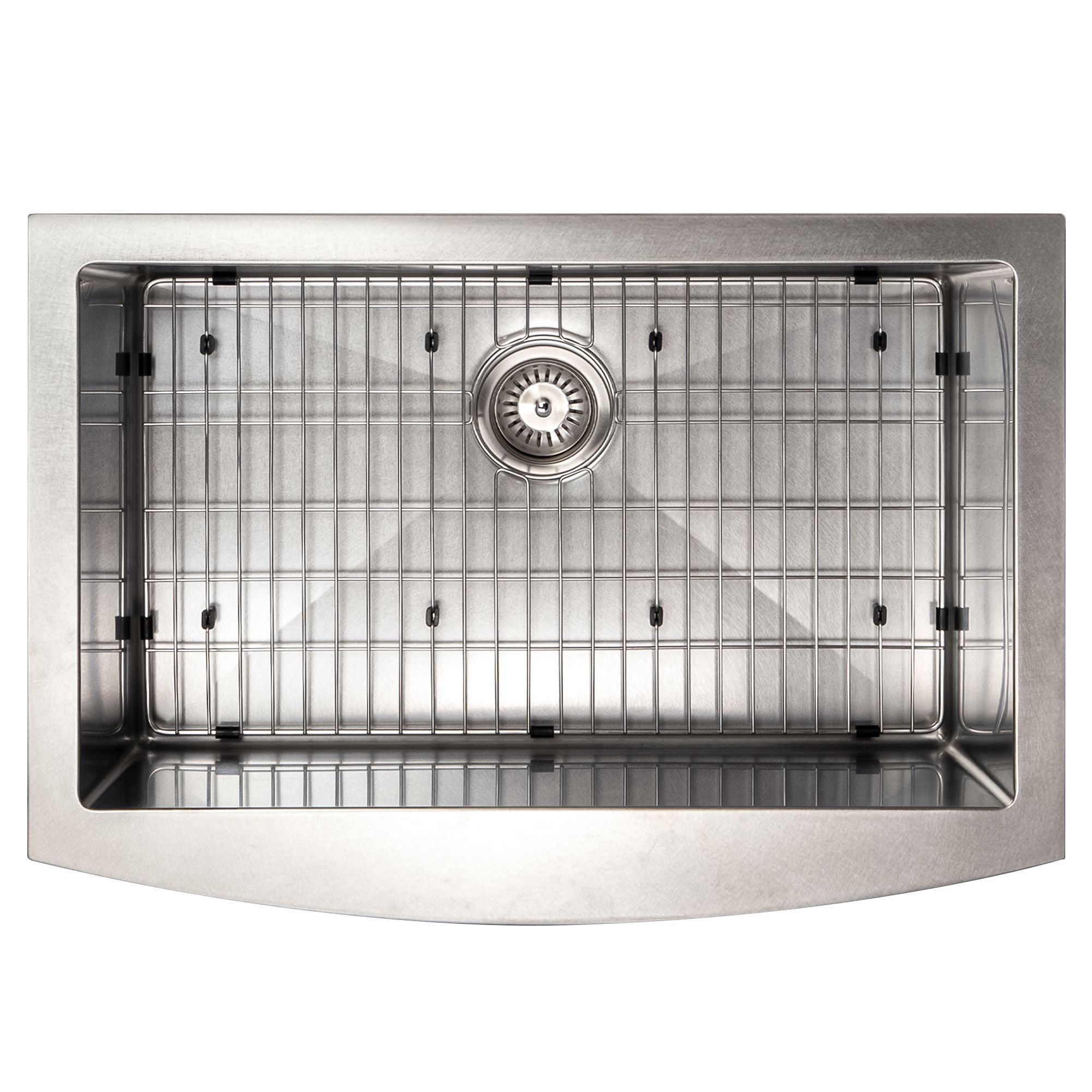 ZLINE 30" Zermatt Farmhouse Apron Mount Single Bowl Satin Stainless Steel Kitchen Sink with Bottom Grid, SAS-30S