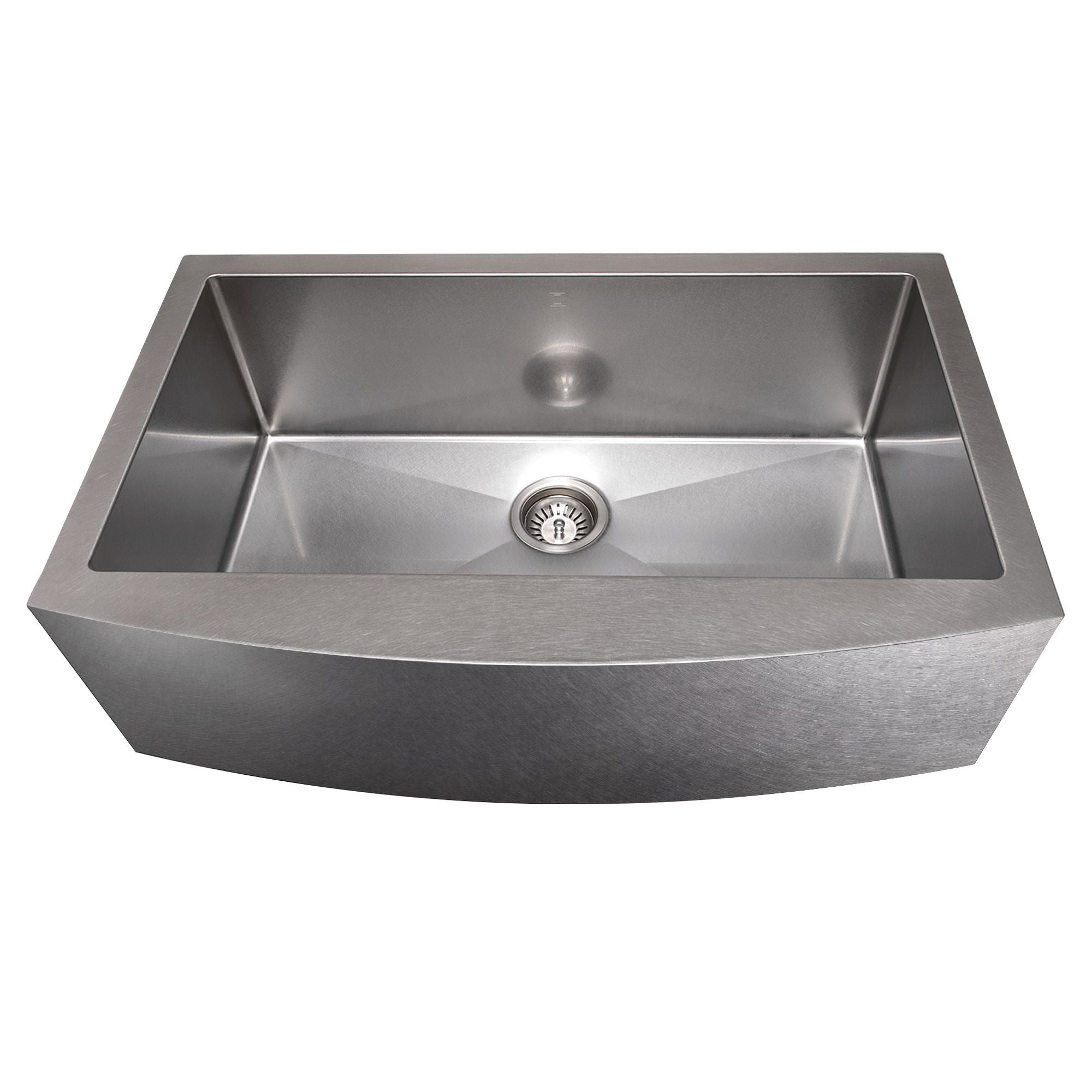 ZLINE 33" Vail Farmhouse Apron Mount Single Bowl Satin Stainless Steel Kitchen Sink with Bottom Grid, SAS-33S