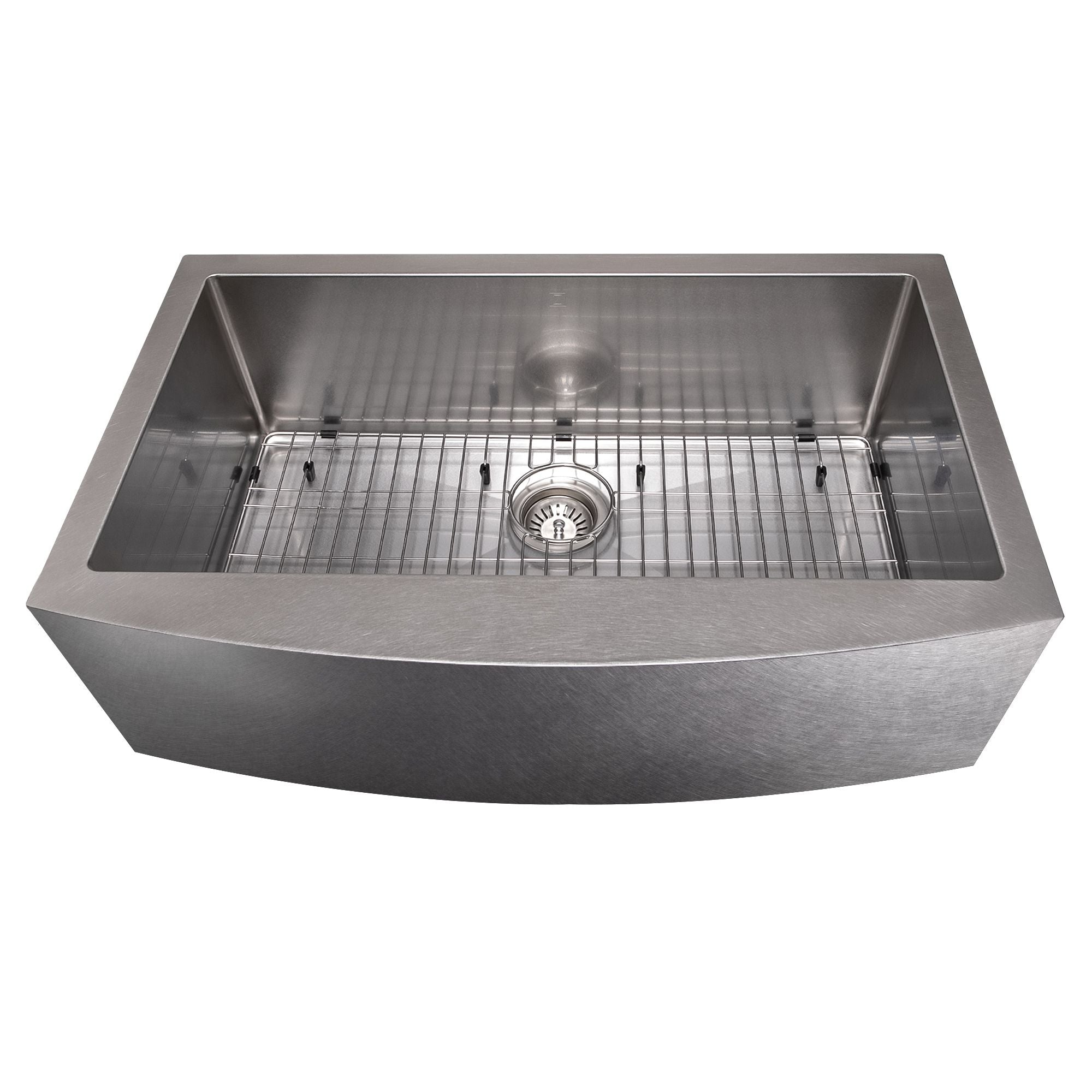 ZLINE 33" Vail Farmhouse Apron Mount Single Bowl Satin Stainless Steel Kitchen Sink with Bottom Grid, SAS-33S