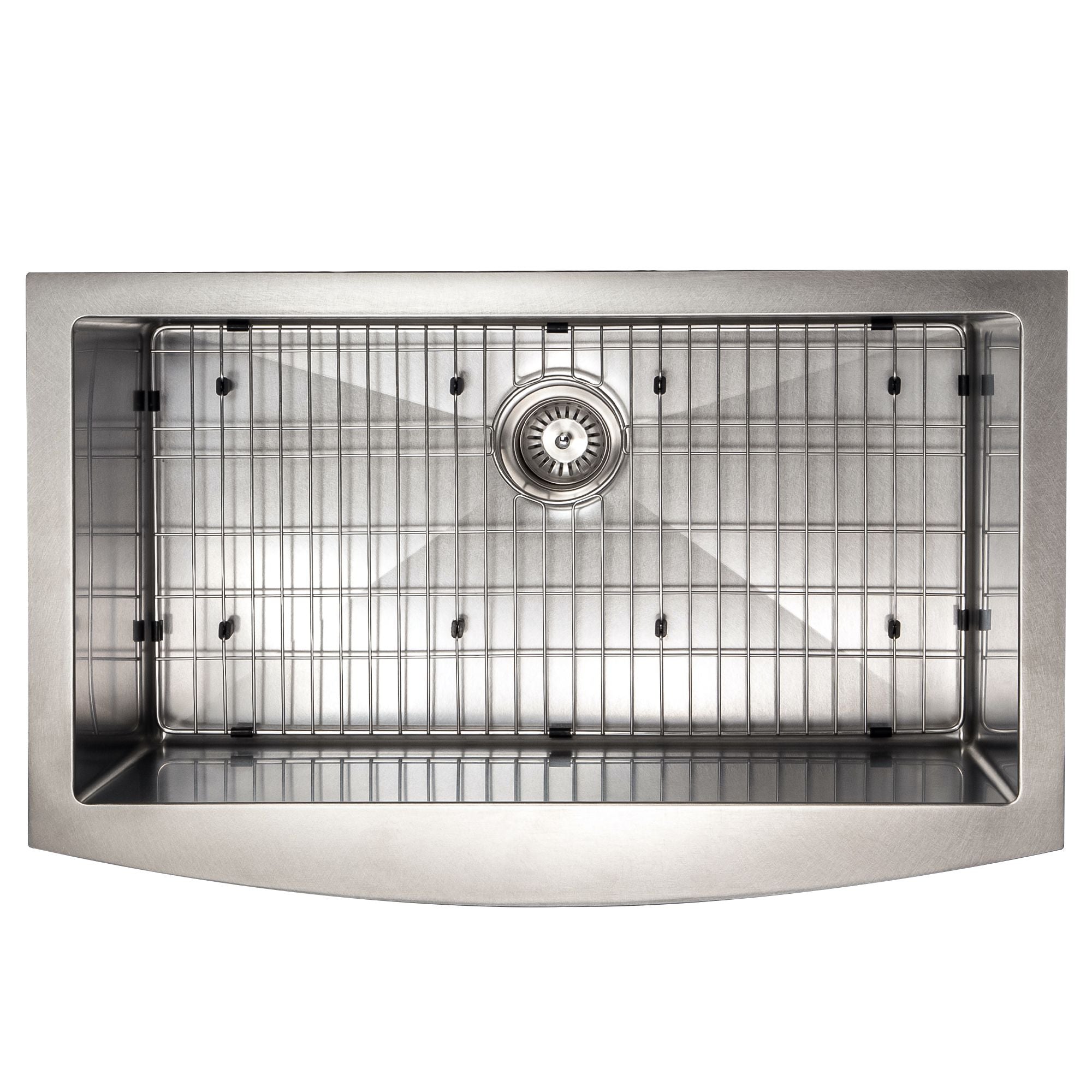 ZLINE 33" Vail Farmhouse Apron Mount Single Bowl Satin Stainless Steel Kitchen Sink with Bottom Grid, SAS-33S