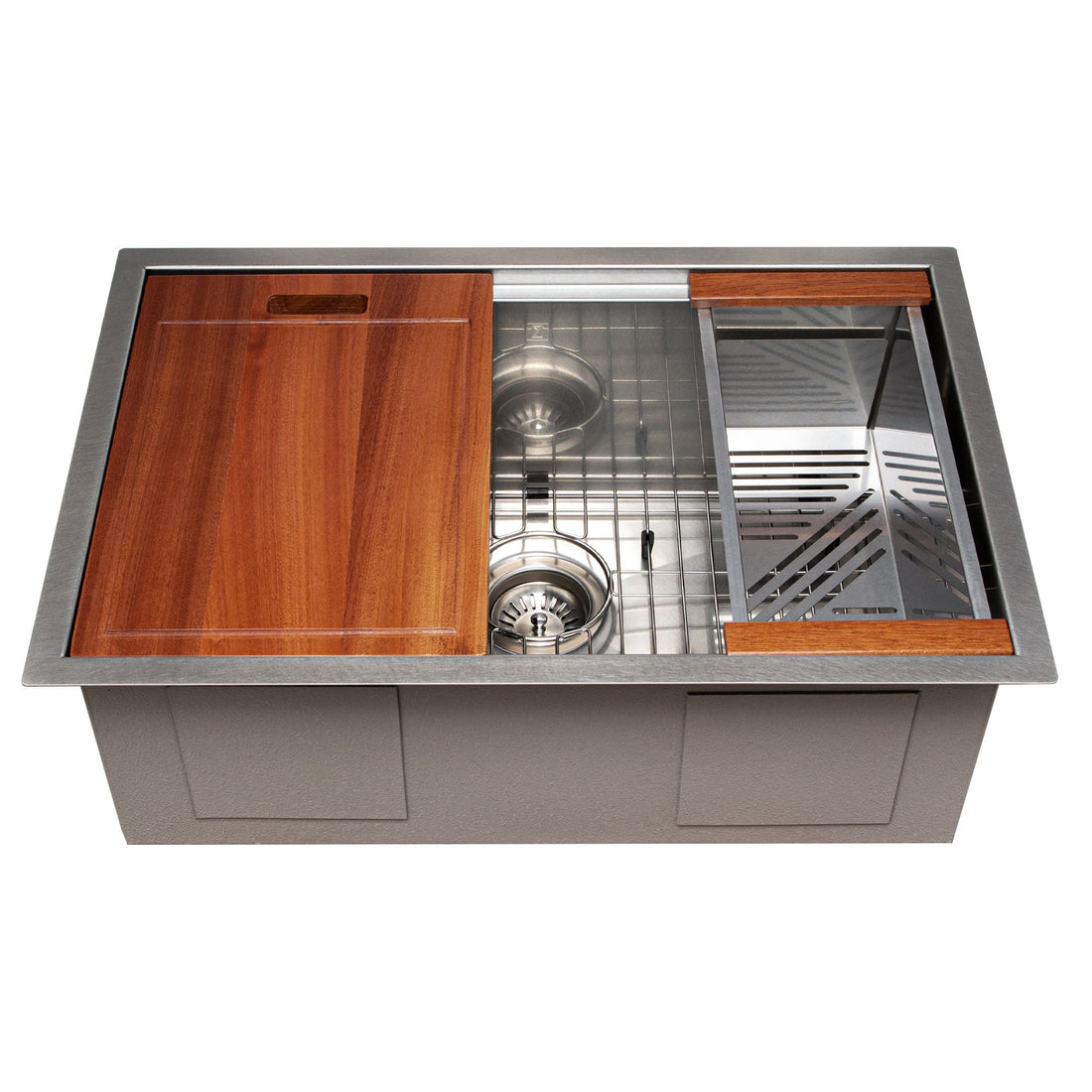 ZLINE 27" Garmisch Undermount Single Bowl Satin Stainless Steel Kitchen Sink with Bottom Grid and Accessories, SLS-27S