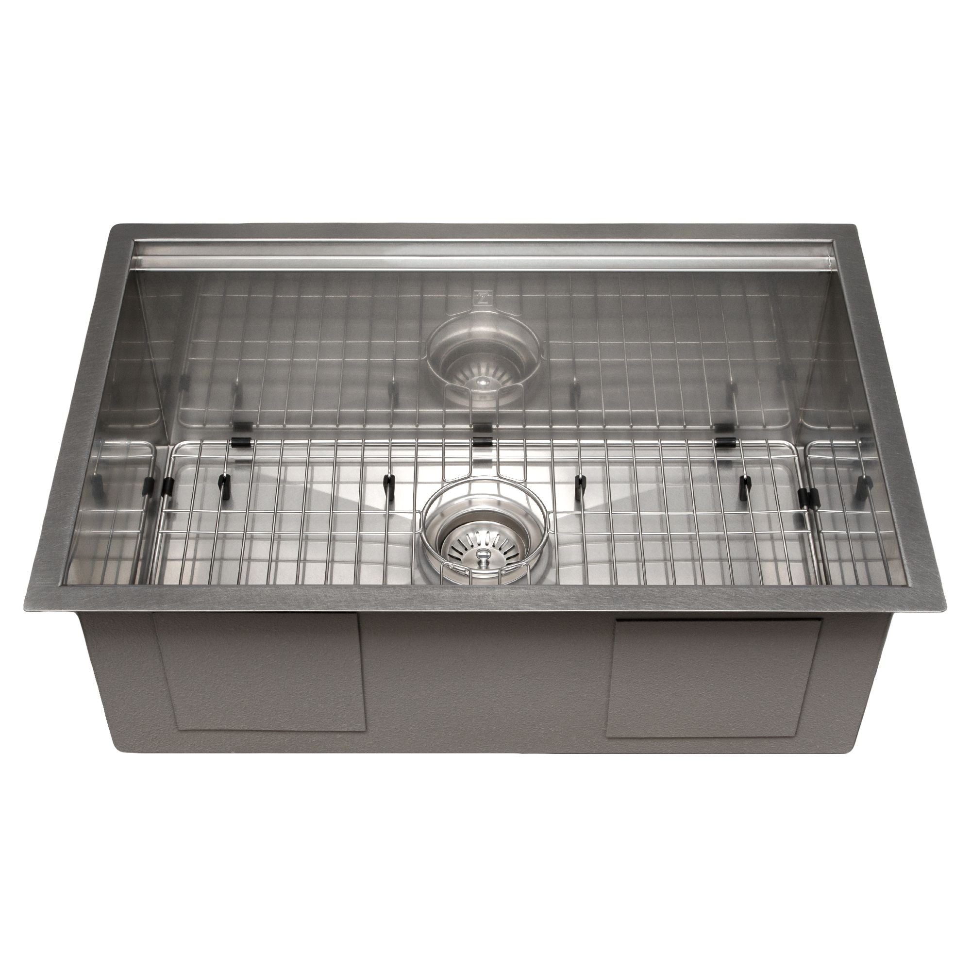 ZLINE 27" Garmisch Undermount Single Bowl Satin Stainless Steel Kitchen Sink with Bottom Grid and Accessories, SLS-27S