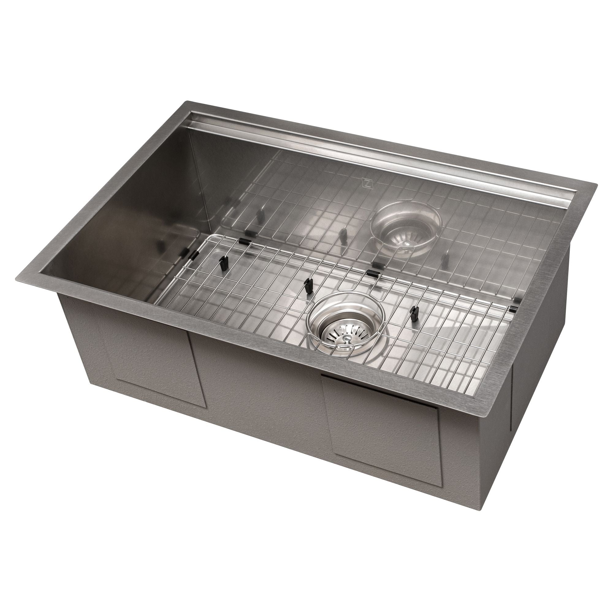 ZLINE 27" Garmisch Undermount Single Bowl Satin Stainless Steel Kitchen Sink with Bottom Grid and Accessories, SLS-27S