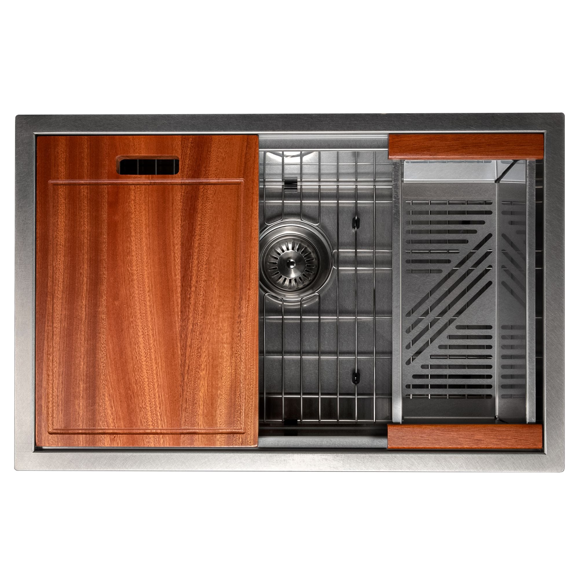 ZLINE 27" Garmisch Undermount Single Bowl Satin Stainless Steel Kitchen Sink with Bottom Grid and Accessories, SLS-27S