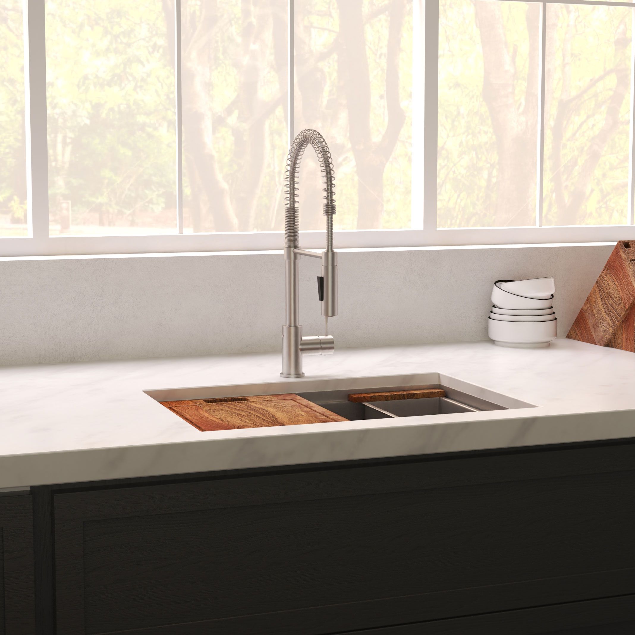 ZLINE 27" Garmisch Undermount Single Bowl Satin Stainless Steel Kitchen Sink with Bottom Grid and Accessories, SLS-27S