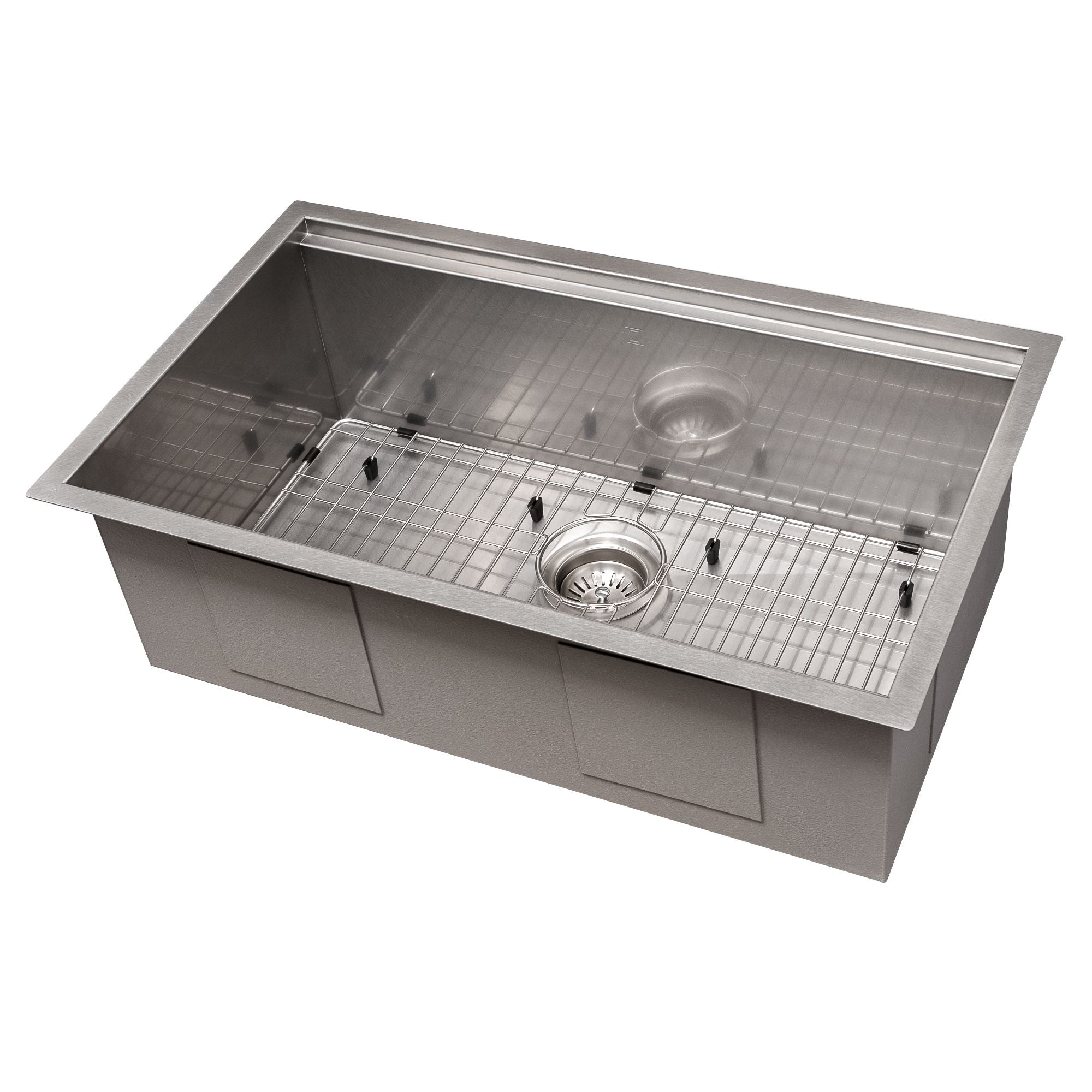 ZLINE 30" Garmisch Undermount Single Bowl Satin Stainless Steel Kitchen Sink with Bottom Grid and Accessories, SLS-30S
