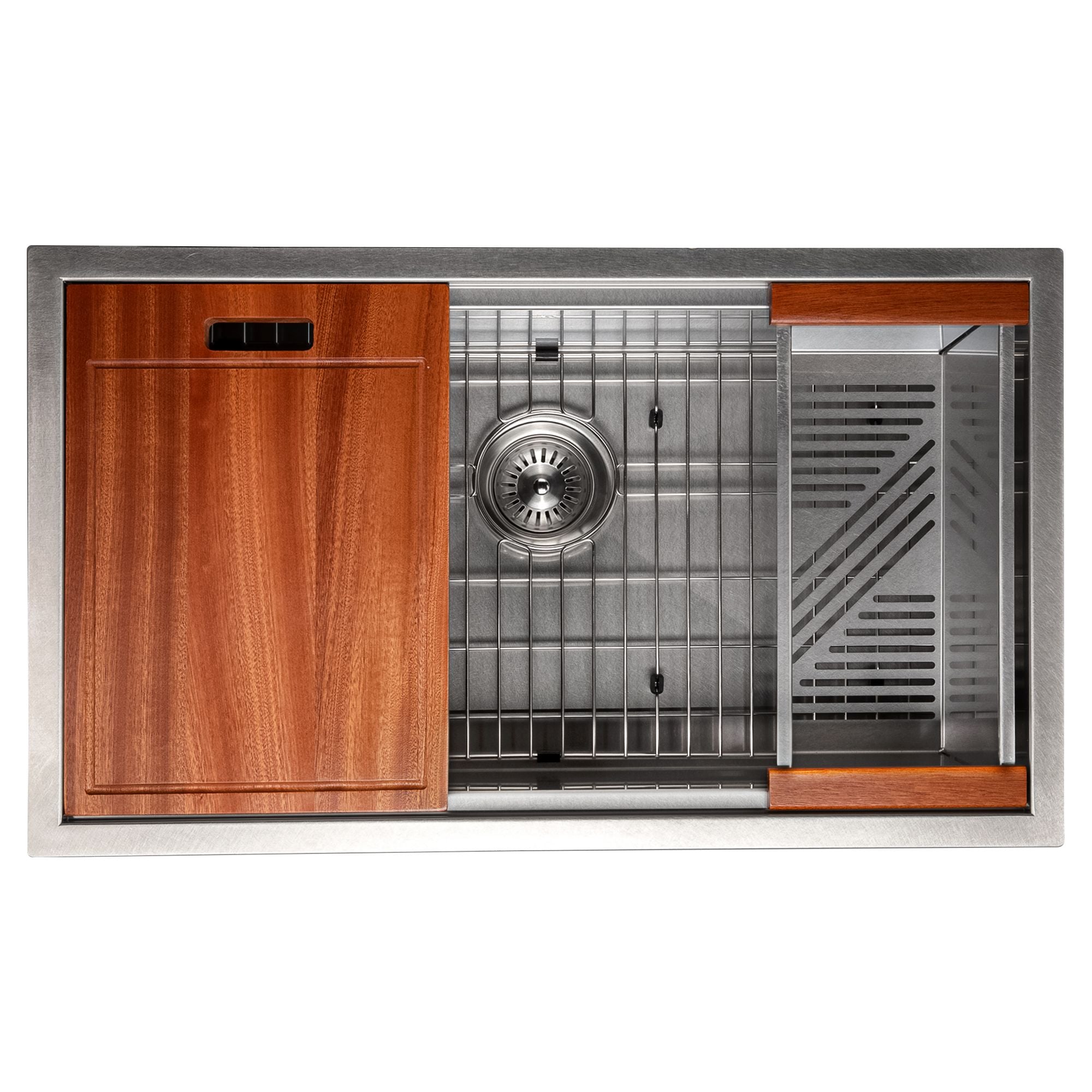ZLINE 30" Garmisch Undermount Single Bowl Satin Stainless Steel Kitchen Sink with Bottom Grid and Accessories, SLS-30S