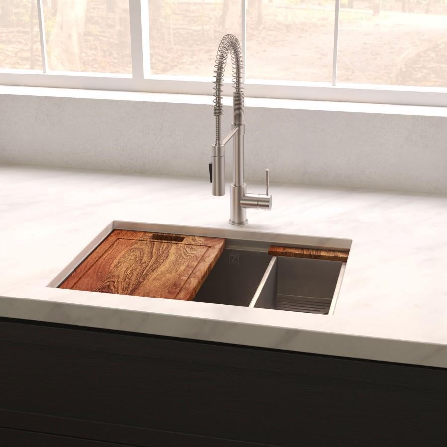 ZLINE 33" Garmisch Undermount Single Bowl Kitchen Sink with Bottom Grid and Accessories, SLS-33S