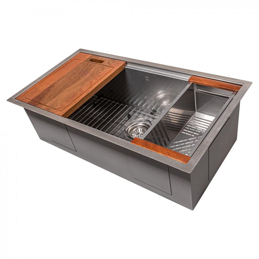 ZLINE 33" Garmisch Undermount Single Bowl Kitchen Sink with Bottom Grid and Accessories, SLS-33S