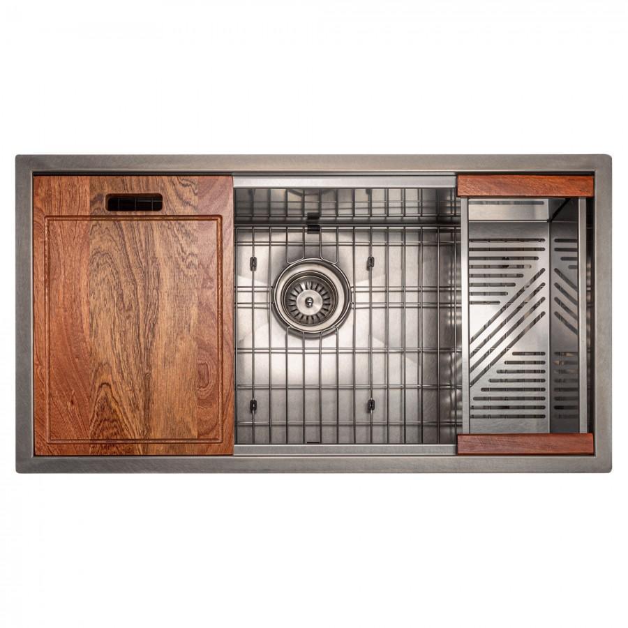 ZLINE 33" Garmisch Undermount Single Bowl Kitchen Sink with Bottom Grid and Accessories, SLS-33S