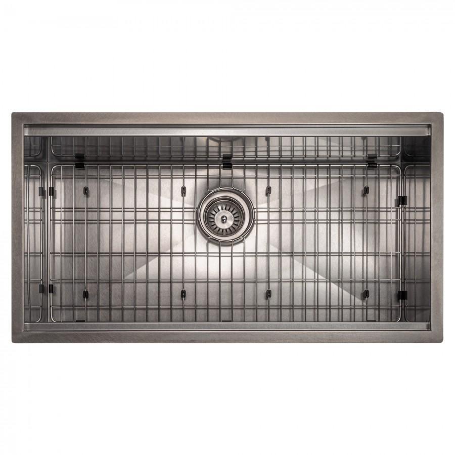 ZLINE 33" Garmisch Undermount Single Bowl Kitchen Sink with Bottom Grid and Accessories, SLS-33S