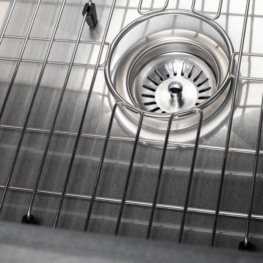 ZLINE 33" Moritz Farmhouse Apron Mount Single Bowl Satin Stainless Steel Kitchen Sink with Bottom Grid and Accessories, SLSAP-33S