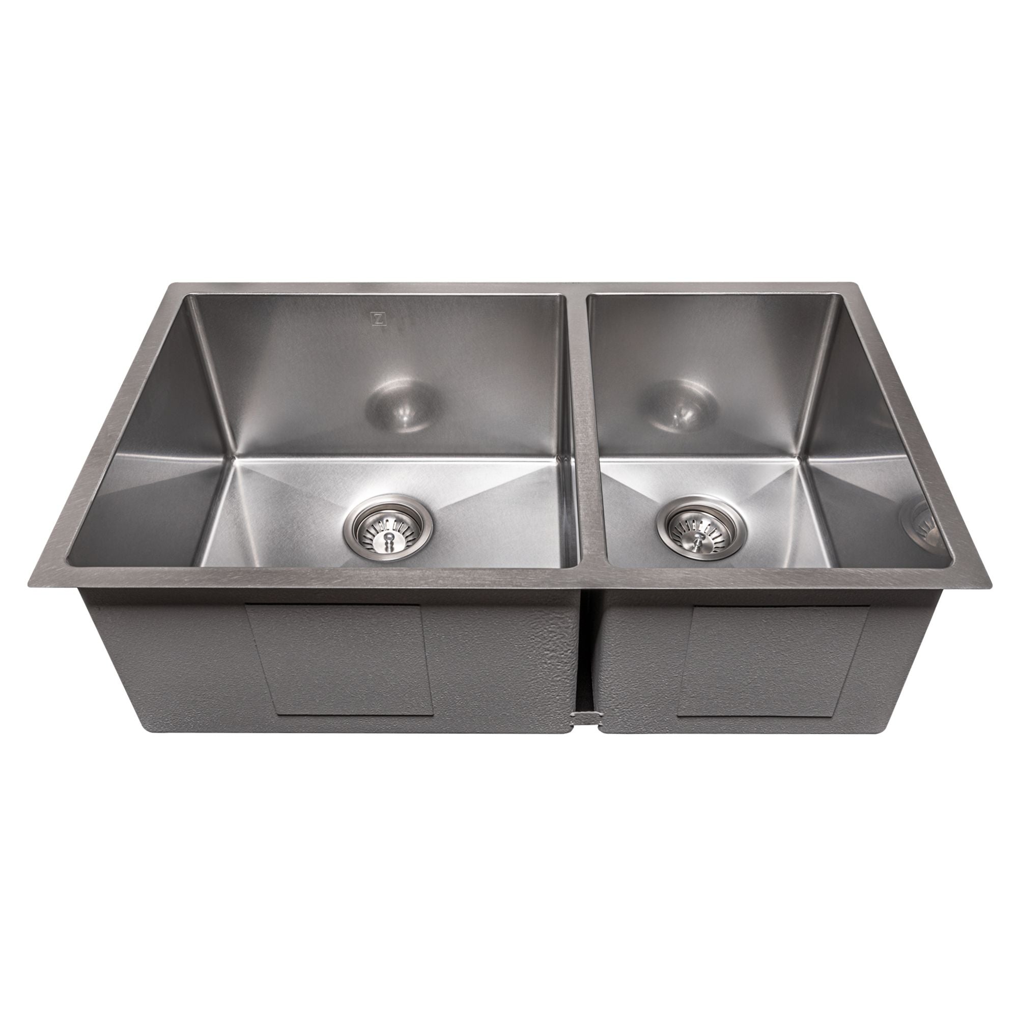 ZLINE 33" Chamonix Undermount Double Bowl Satin Stainless Steel Kitchen Sink with Bottom Grid, SR60D-33S