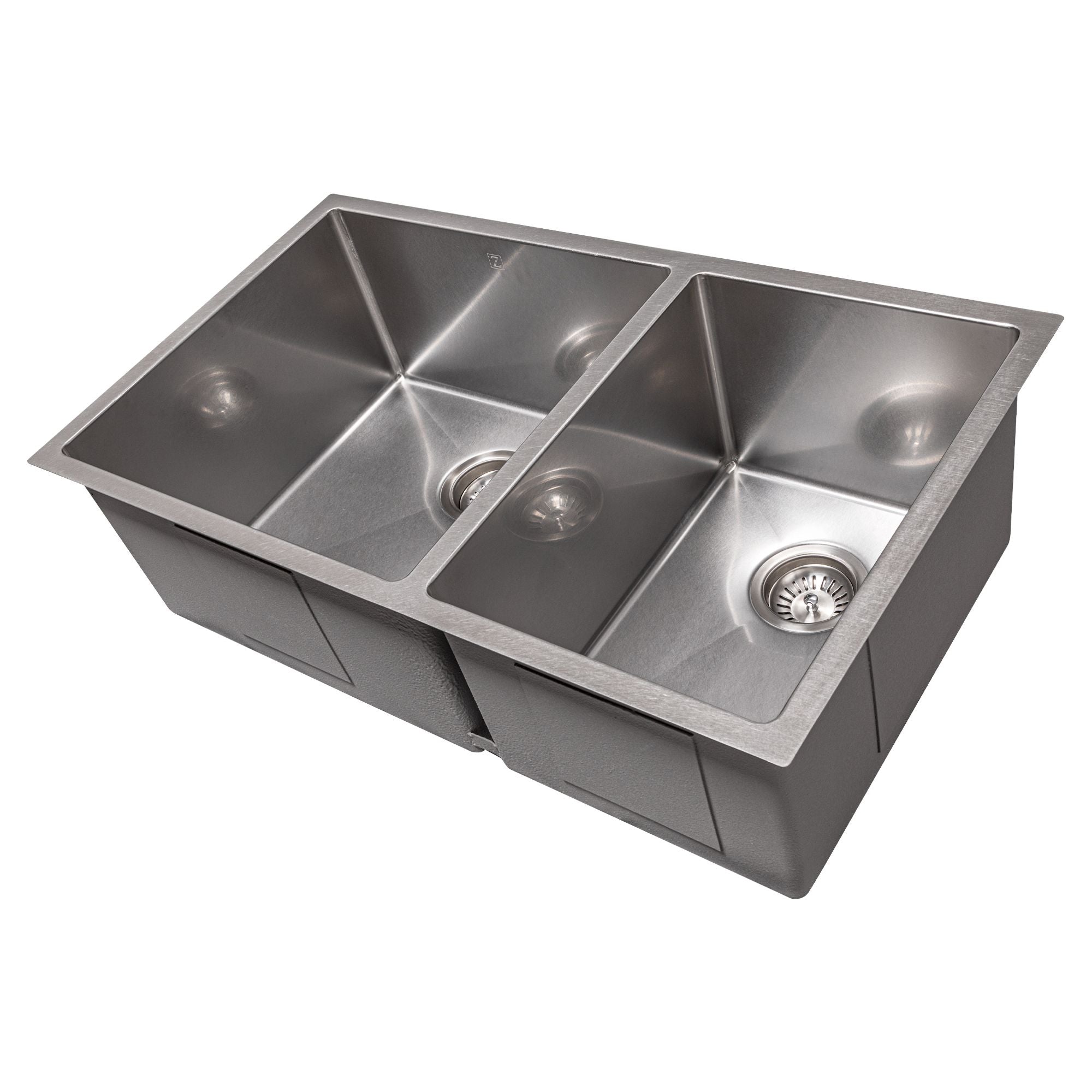 ZLINE 33" Chamonix Undermount Double Bowl Satin Stainless Steel Kitchen Sink with Bottom Grid, SR60D-33S