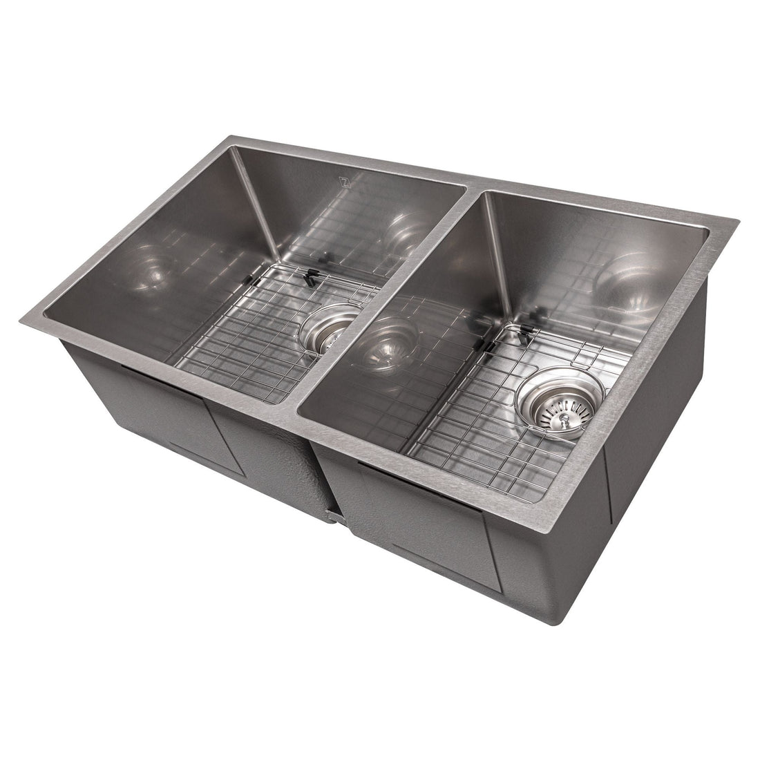 ZLINE 33" Chamonix Undermount Double Bowl Satin Stainless Steel Kitchen Sink with Bottom Grid, SR60D-33S