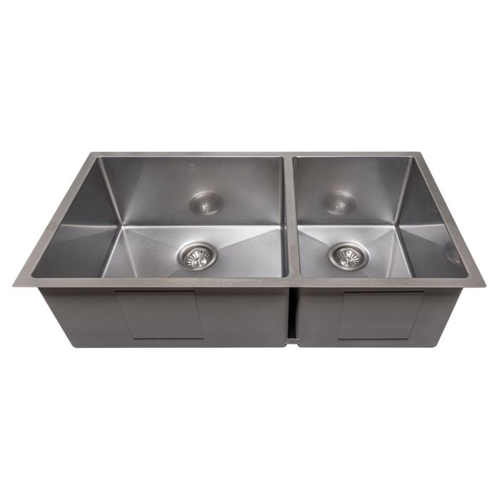 ZLINE 36" Chamonix Undermount Double Bowl Satin Stainless Steel Kitchen Sink with Bottom Grid, SR60D-36S