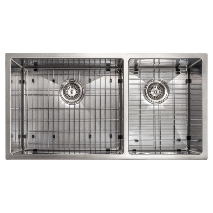 ZLINE 36" Chamonix Undermount Double Bowl Satin Stainless Steel Kitchen Sink with Bottom Grid, SR60D-36S
