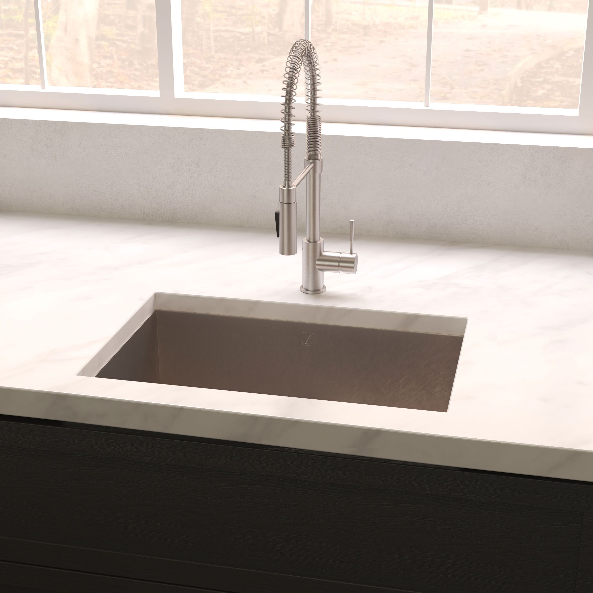 ZLINE 33" Meribel Undermount Single Bowl Satin Stainless Steel Kitchen Sink with Bottom Grid, SRS-33S