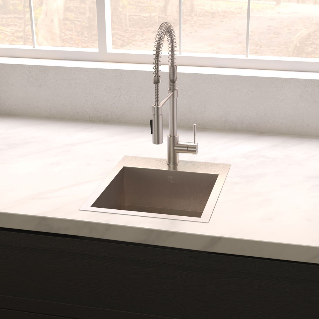 ZLINE 15" Donner Topmount Single Bowl Satin Stainless Steel Bar Kitchen Sink, STS-15S