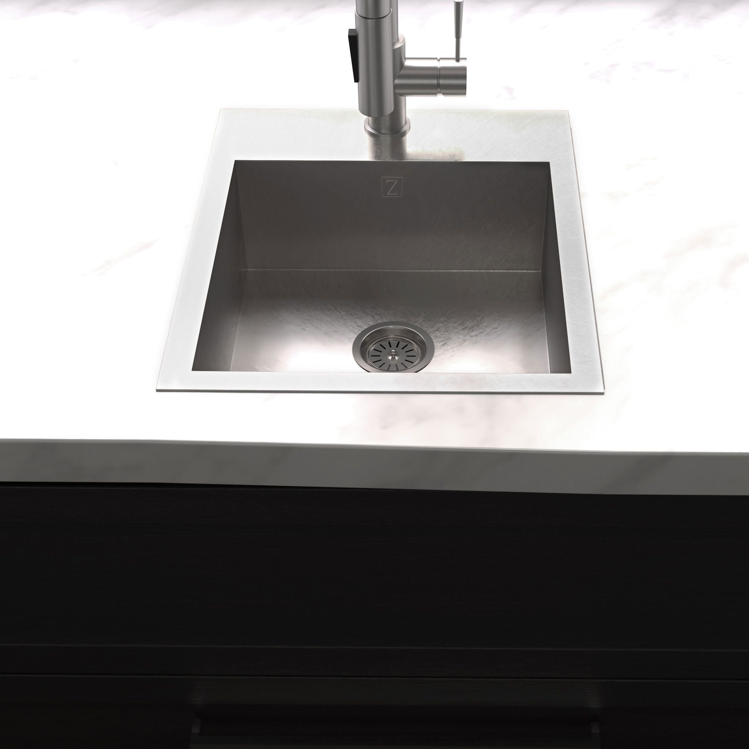 ZLINE 15" Donner Topmount Single Bowl Satin Stainless Steel Bar Kitchen Sink, STS-15S