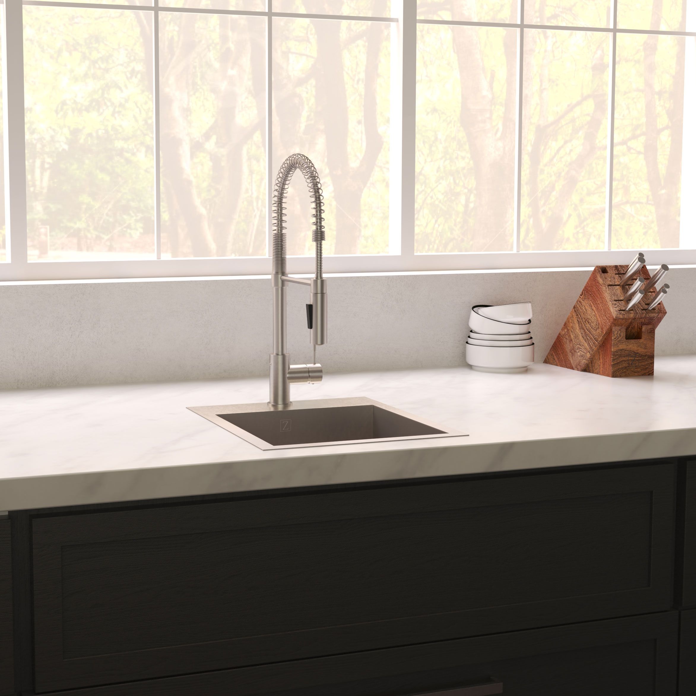 ZLINE 15" Donner Topmount Single Bowl Satin Stainless Steel Bar Kitchen Sink, STS-15S