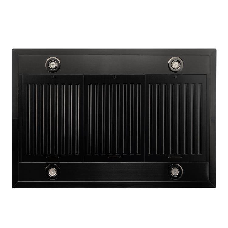 ZLINE 30 in. Island Mount Range Hood with CrownSound Bluetooth Speakers, Black Stainless Steel, 400 CFM (BSGL2iNCRN-BT-30)