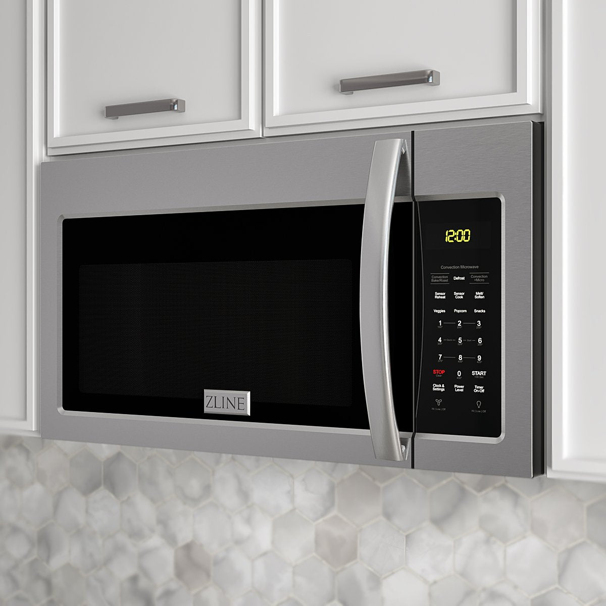ZLINE 30" 1.5 cu. ft. Over the Range Microwave in Stainless Steel with Modern Handle And Set of 2 Charcoal Filters, MWO-OTRCF-30