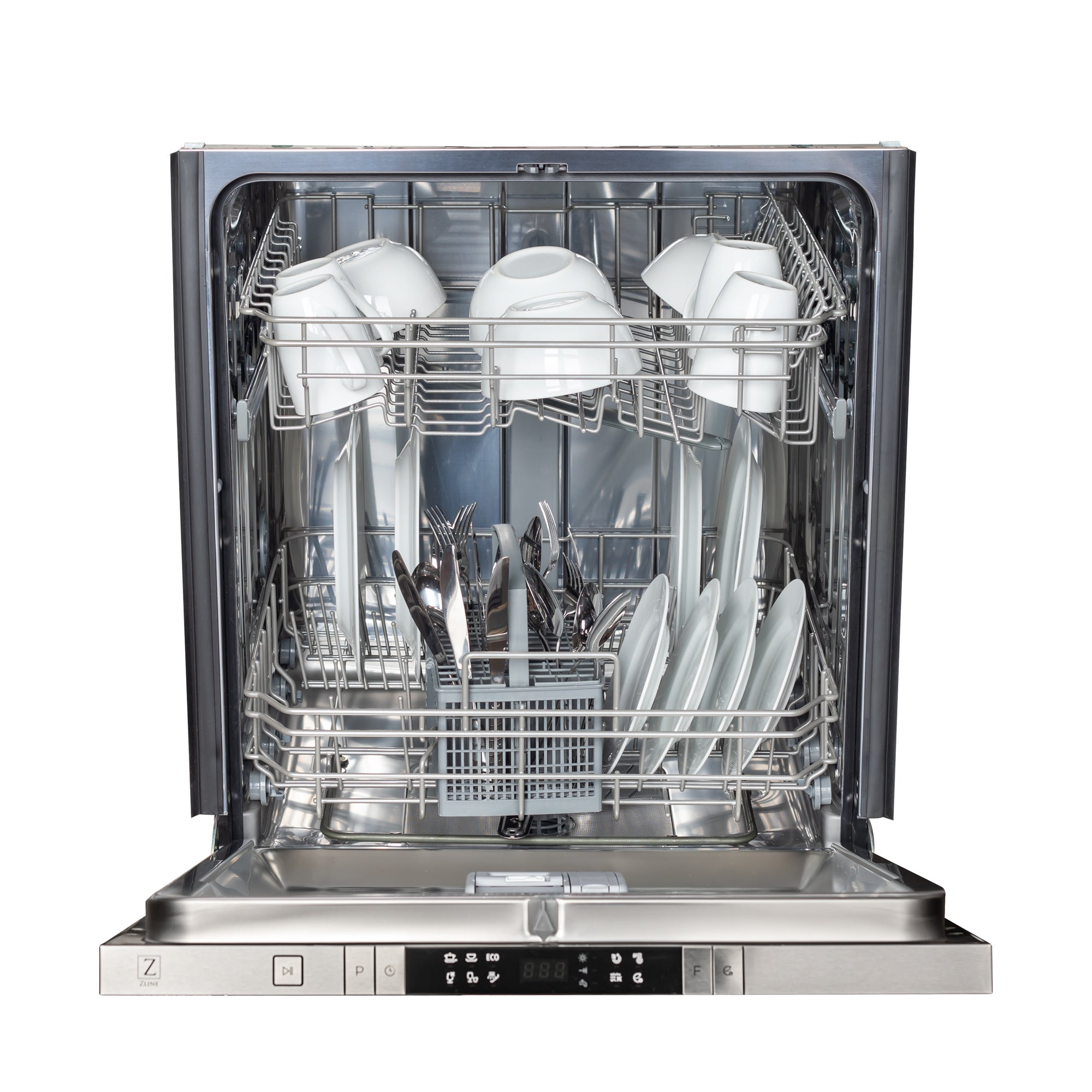 ZLINE 24-Inch Top Control Dishwasher, White Matte, Stainless Steel Tub, Model DW-WM-24