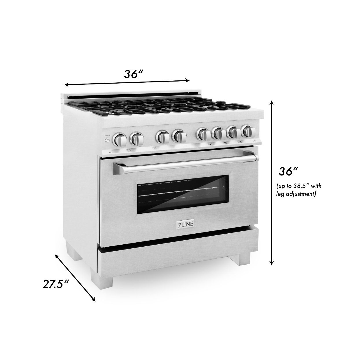 ZLINE Legacy 36-Inch Dual Fuel Range with 6-Burner Gas Cooktop and 4.6 cu ft Electric Convection Oven, Satin Stainless Steel (RAS-SN-36)