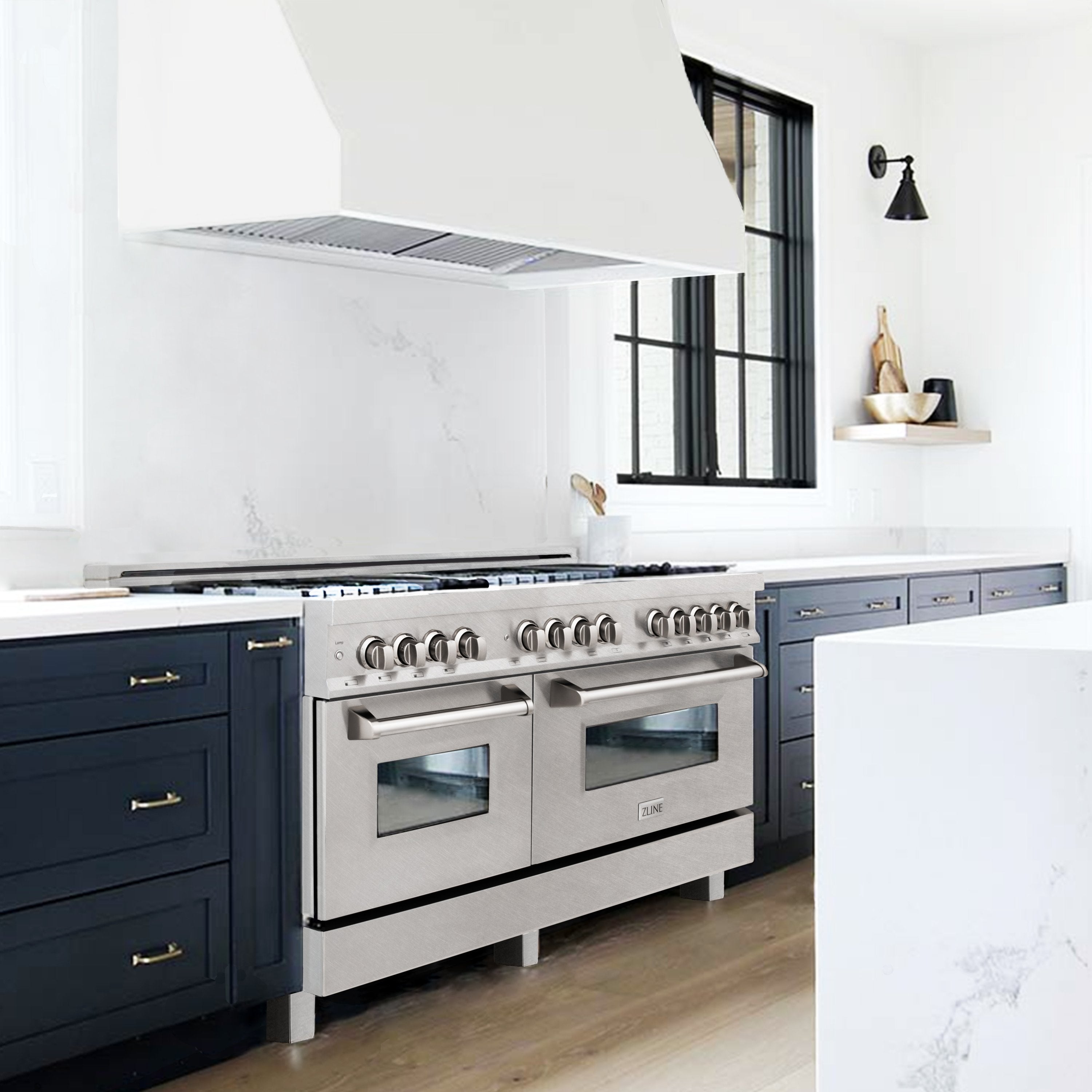 ZLINE 60 in. 7.4 cu. ft. Legacy Dual Fuel Range with 9 Gas Burners and Double Electric Convection Ovens in Satin Stainless Steel (RAS-SN-60)