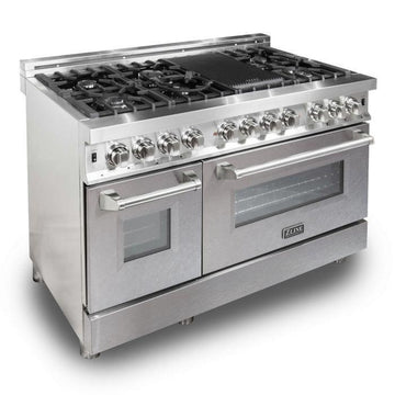 ZLINE Legacy 48-Inch Dual Fuel Range, 7-Burner Gas Cooktop, 6.0 cu. ft. Double Electric Ovens, Stainless Steel with Satin Stainless Doors (RA-SN-48)