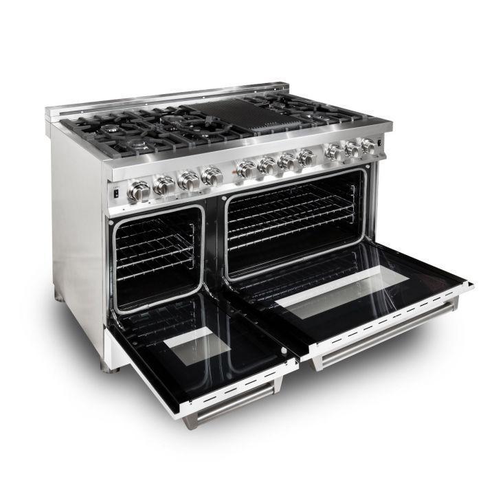 ZLINE 48 in. 6.0 cu. ft. Professional Dual Fuel Range with Gas Cooktop and Electric Convection Oven in Stainless Steel with White Matte Door (RA-WM-48)