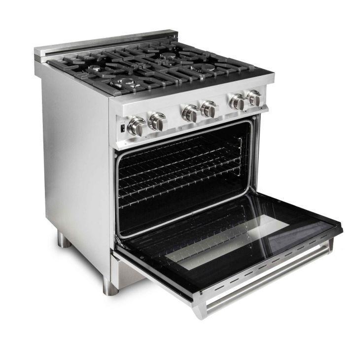 ZLINE Kitchen and Bath 30-Inch Professional Dual Fuel Range with Gas Cooktop and Electric Oven in Stainless Steel (RA30)