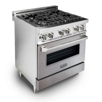 ZLINE 30-Inch 4.0 Cu. Ft. Legacy Dual Fuel Range with 4-Burner Gas Cooktop and Electric Convection Oven in Stainless Steel with Satin Stainless Steel Door, Model RA-SN-30