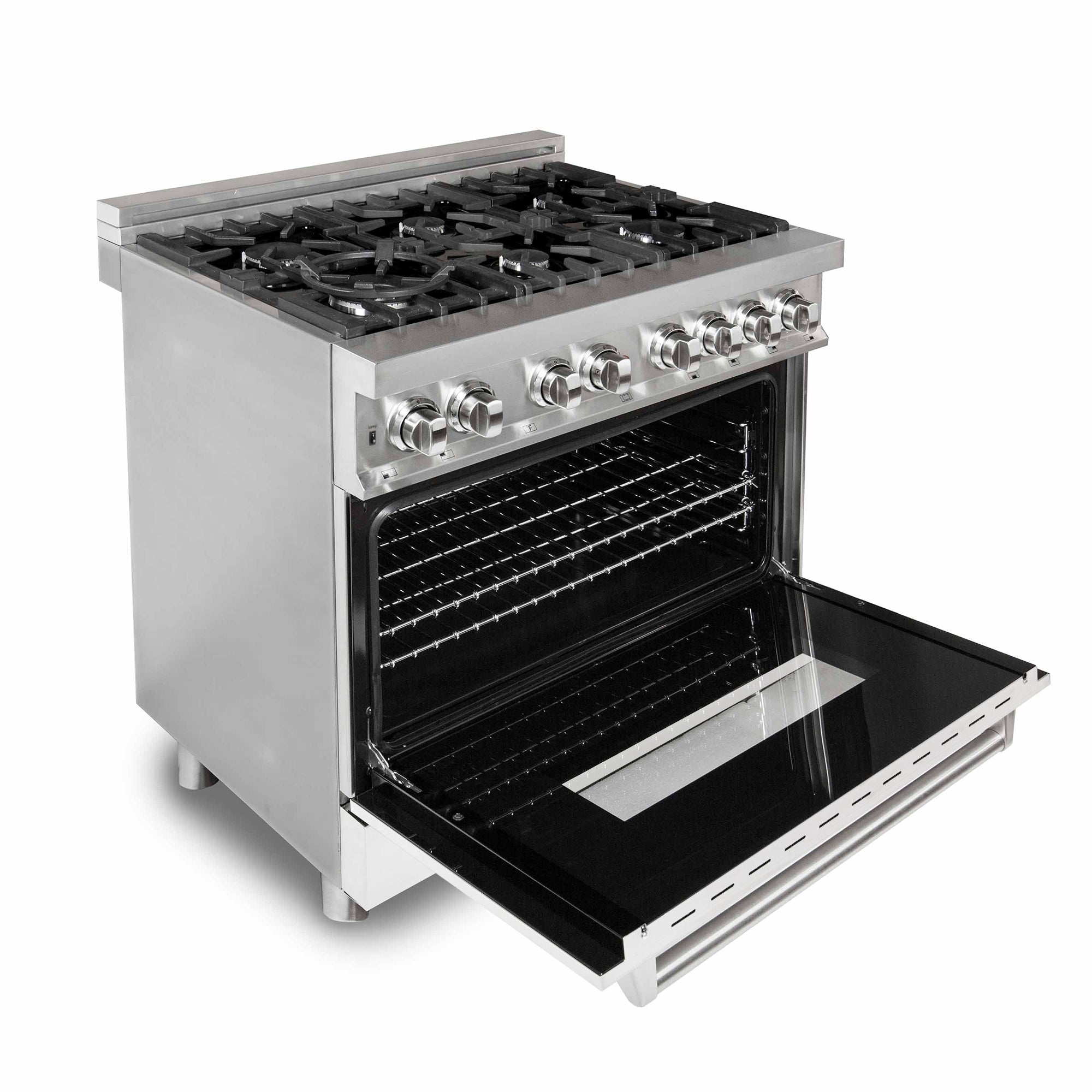 ZLINE 36-Inch Dual Fuel Professional Range with 6 Gas Burners, Electric Convection Oven, White Matte Door, Stainless Steel, Model RA-WM-36