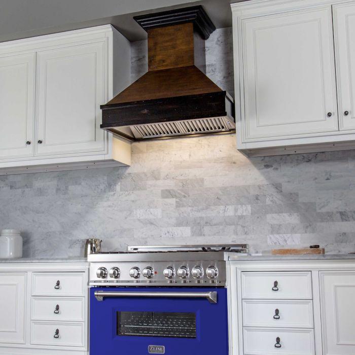 ZLINE RA-BM-36 36-Inch Professional Gas Range with Electric Oven, Stainless Steel with Blue Matte Door (RA-BM-36)