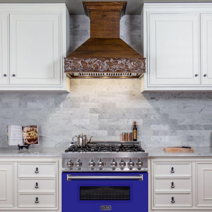 ZLINE RA-BM-36 36-Inch Professional Gas Range with Electric Oven, Stainless Steel with Blue Matte Door (RA-BM-36)