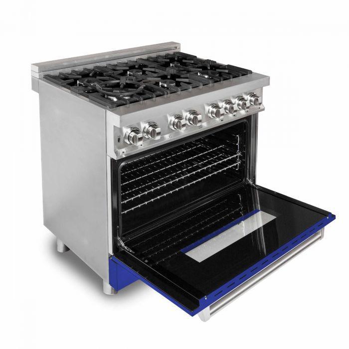 ZLINE RA-BM-36 36-Inch Professional Gas Range with Electric Oven, Stainless Steel with Blue Matte Door (RA-BM-36)