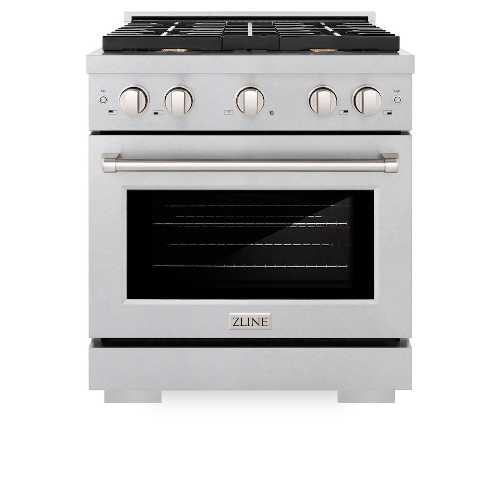 ZLINE 30-Inch Paramount Gas Range with Convection Gas Oven, 4 Brass Burners, 4.2 cu. ft., Satin Stainless Steel (SGRS-BR-30)
