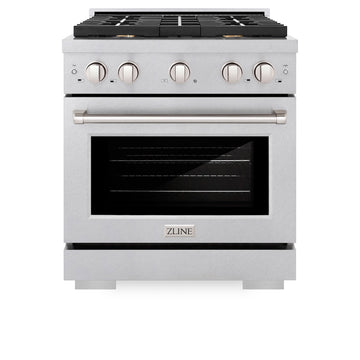 ZLINE 30-Inch Paramount Gas Range with Convection Gas Oven, 4 Brass Burners, 4.2 cu. ft., Satin Stainless Steel (SGRS-BR-30)