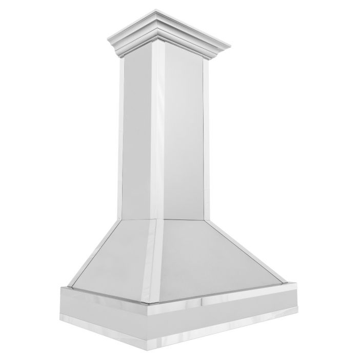 ZLINE 30 Inch Wall Mount Range Hood Satin Stainless Steel Mirror Accents Designer Series (655MR-30)