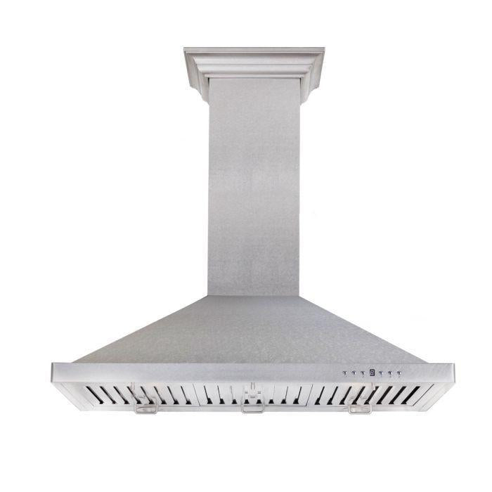 ZLINE 36 in. Wall Mount Range Hood Convertible Vent Satin Stainless Steel Designer Series 400 CFM (8KBS-36)